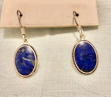 BOMA Earrings Denim Blue Lapis Lazuli GemStone French Wires 925 Sterling Silver
