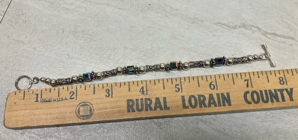 Pulsera de palanca ajustable con cuentas de plata de ley de cristal Silpada caja brillante Foto 3 de 4