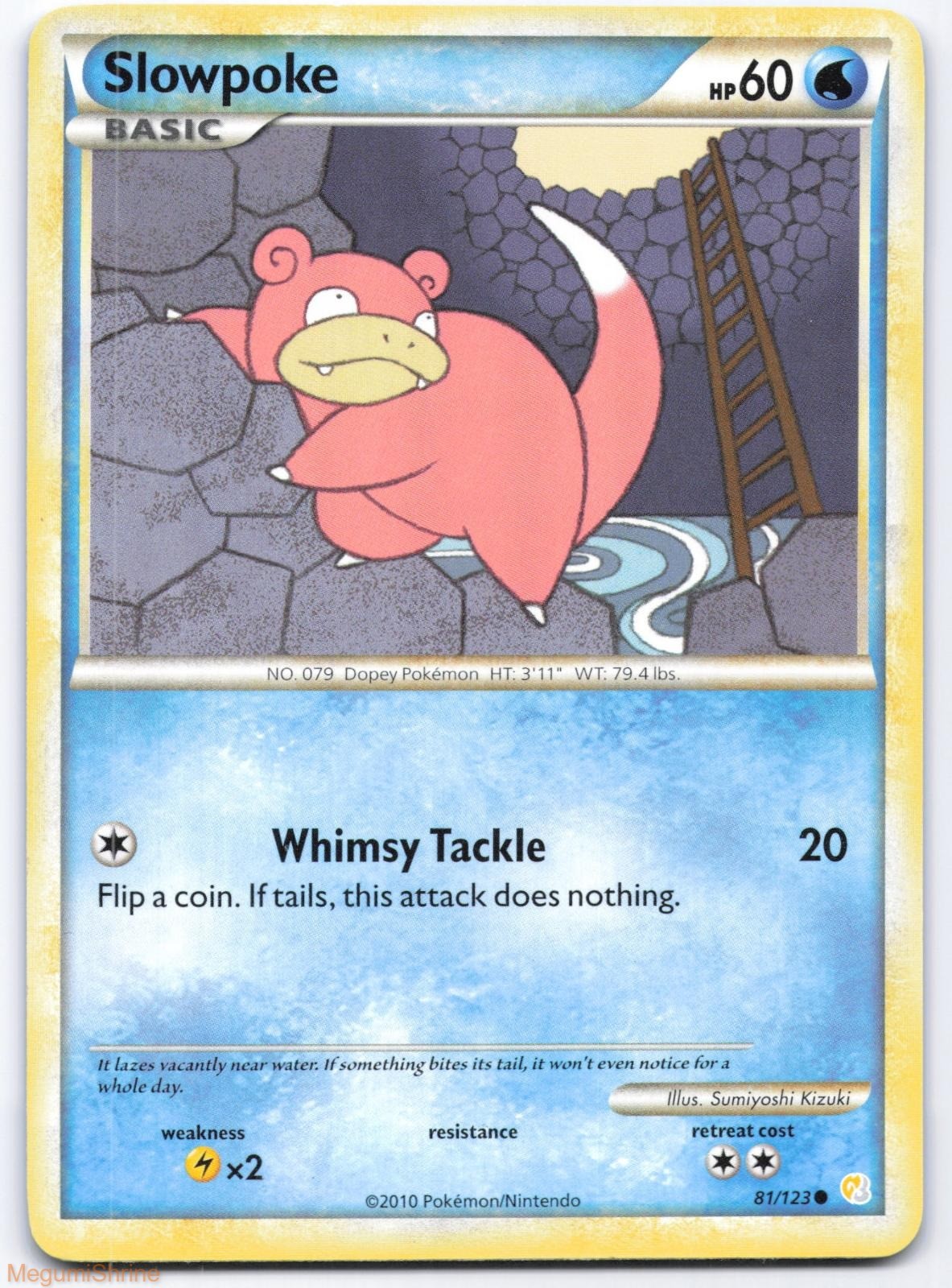 Slowpoke 81/123 HeartGold & SoulSilver Non-Holo Pokemon Card Sumiyoshi Kizuki LP