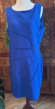 Calvin Klein Royal Blue Woman’s Dress Size 14 Sleeveless Pleated Detail 