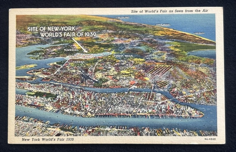 1939 New York World's Fair Site of World's Fair as Seen from the Air Postcard