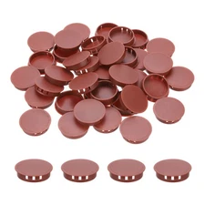64Pcs 42mm Red Brown Nylon Plastic Round Locking Hole Plugs Insert End Caps