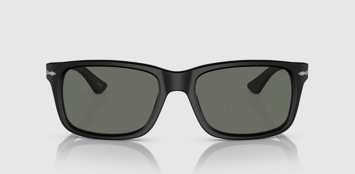PERSOL PO3048S 900058 Rectangle Black Polarized Green 58 mm Men's Sunglasses