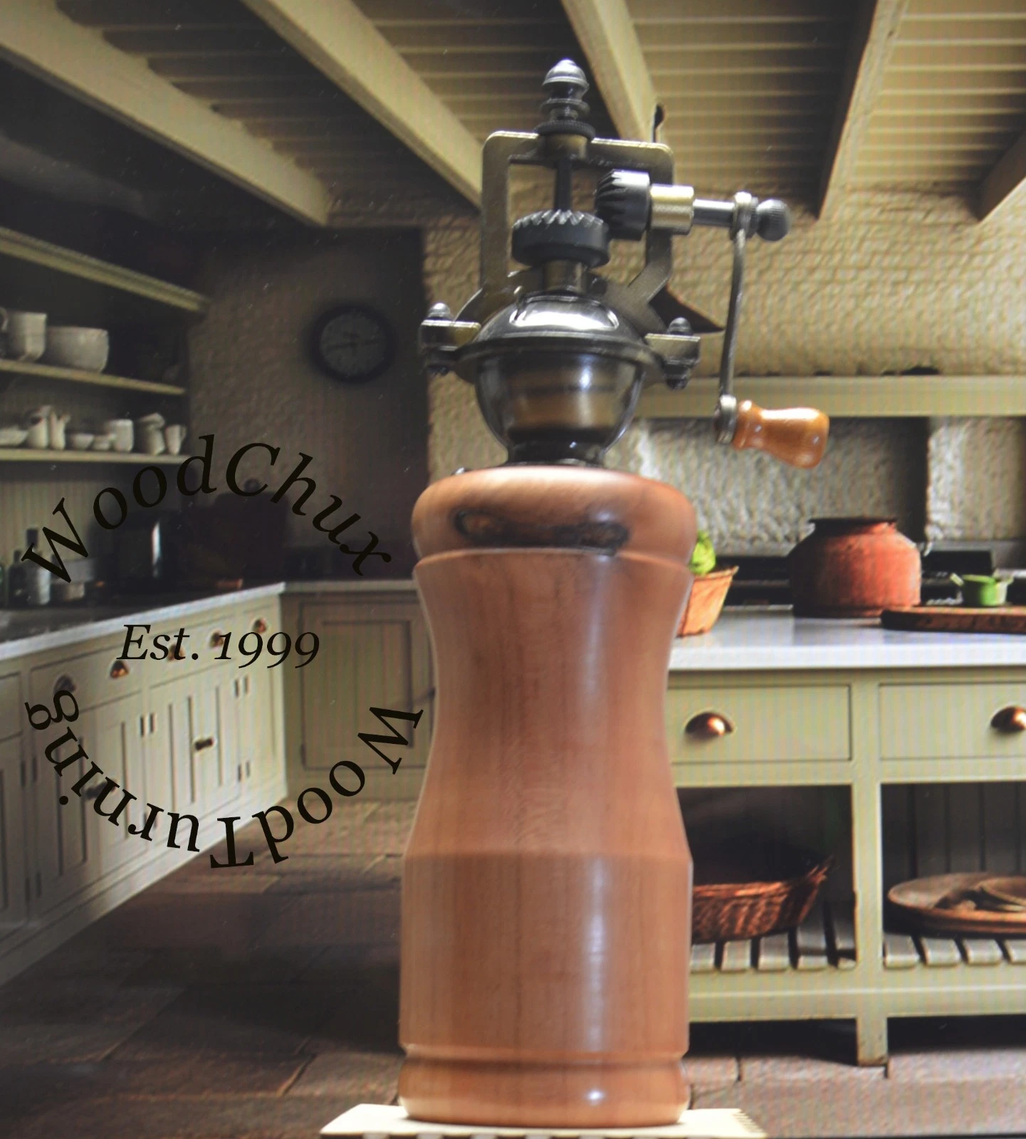 Pepper Mill Grinder Peppermill Cherry Wood Wooden Handmade SEE VIDEO 934