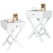 2PCS Nightstand Modern Contemporary Sofa Side End Table White