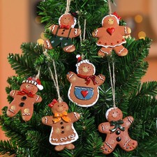 Christmas Tree Resin Gingerbread Man Ornaments Xmas Hanging Figurines D cor