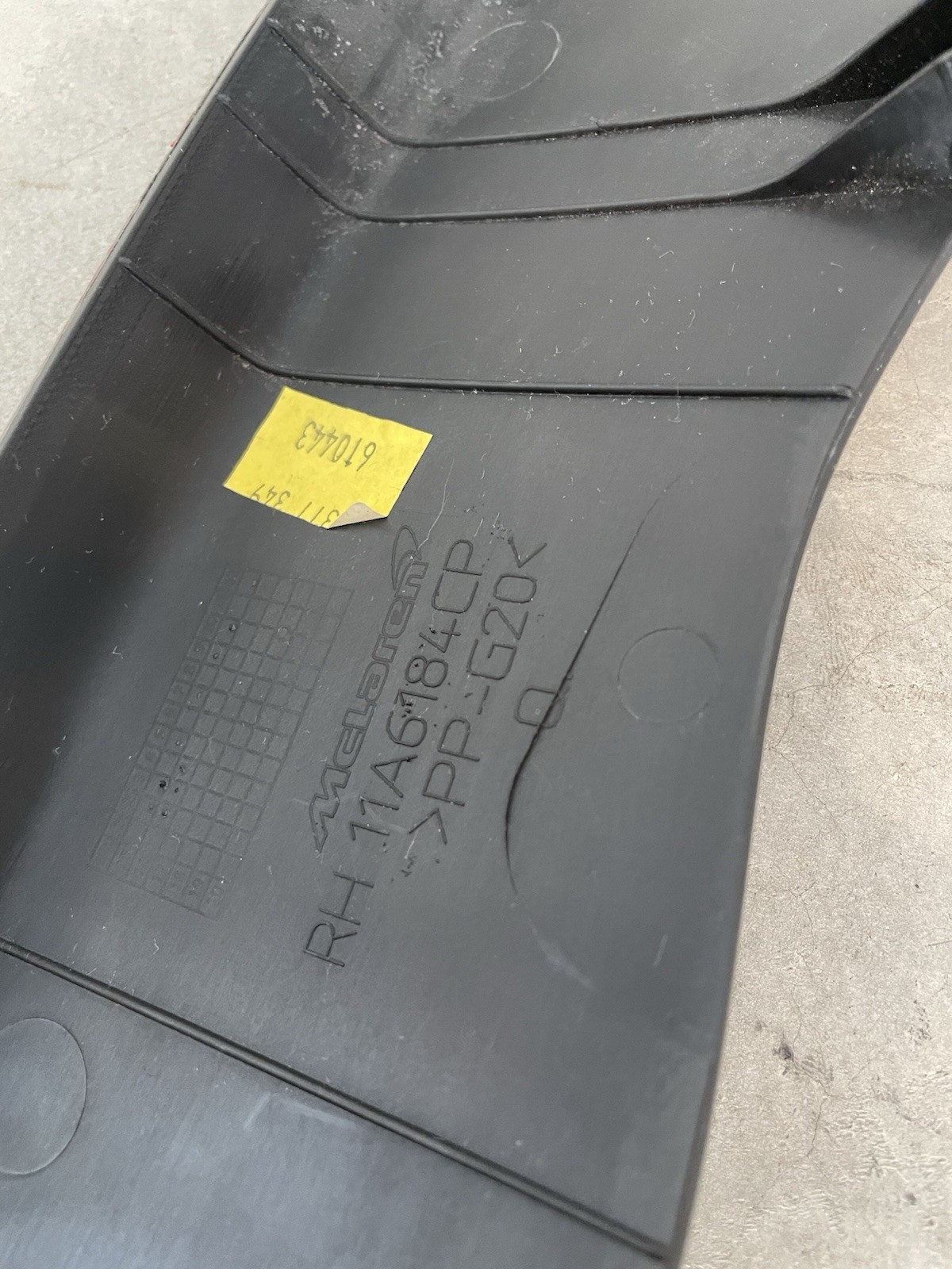 McLaren 650s Front Trunk Trim Molding Under hood Plastic Cover Right Side OEM