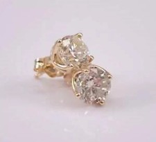 3Ct Lab-Created Diamond Push Back Flower Stud Earrings 14K Yellow Gold Finish