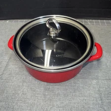 Unused CHANTAL Cookware RedbStock Pot Pan with #21 W Lid 9” X 3.5” Tall