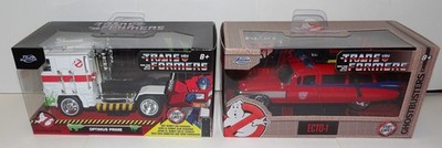 Jada Transformers X Ghost Busters  ~ OPTIMUS PRIME & ECTO-1 ~  Lot of 2