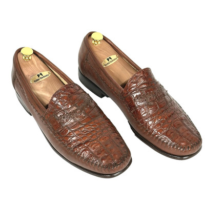 Florsheim Imperial Genuine Caiman Alligator Cognac Loafers 12 D 18098 New Heel