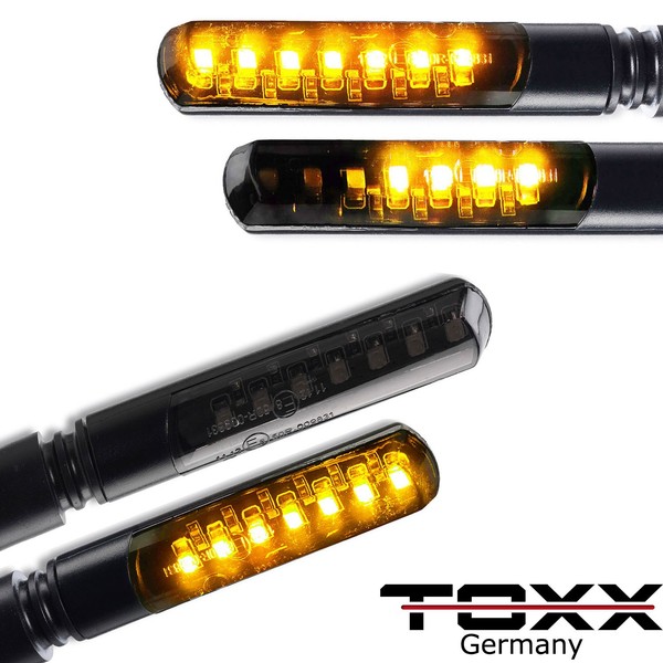 4X ToXx LED Motorrad Sequentiell Blade Laufeffekt Lauflicht Blinker E-GeprüFt-image
