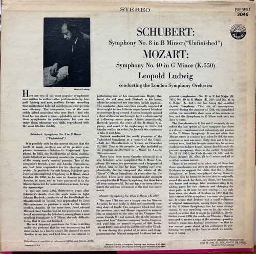 Schubert Symphony no.8(“Unfinished “), Leopoldo Ludwig, Everest - 第 2/2 張圖片
