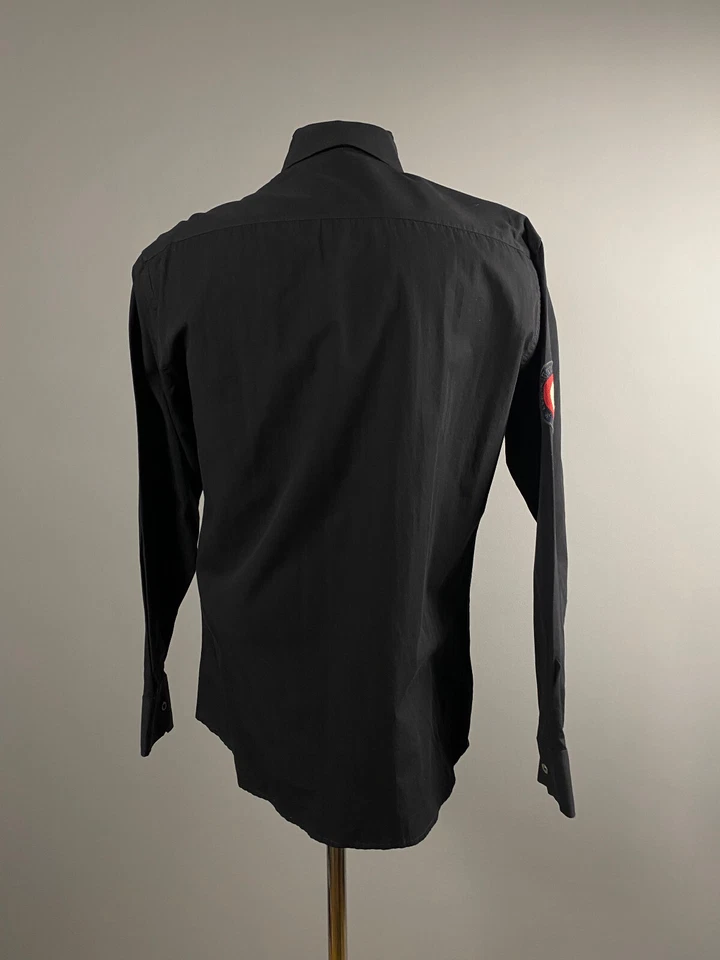 Camisa Aeronautica Militare Para Hombres Negra Bordada Logo Grande Abotonada Talla L Foto 4 de 4