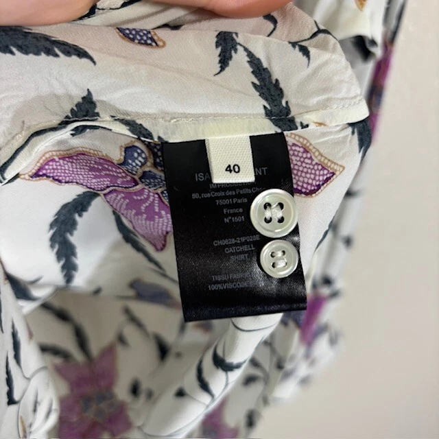 Etoile Isabel Marant Catchell 衬衫 40 白色紫色衬衫长袖上衣 — 第 4/4 张图片