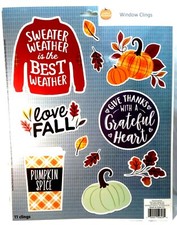 Thanksgiving Reusable Window Clings - SWEATER WEATHER Word Sayings SALE