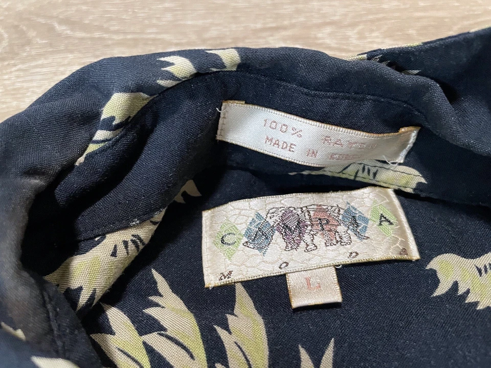 Men’s Campa Moda Rayon Black Sz L Floral Hawaiian Aloha Island Button Shirt - Image 3 of 4