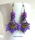 Purple Leaves Artisan Lampwork Beads Polymer Clay Drops Maple Butterflies OOAK — photo 2