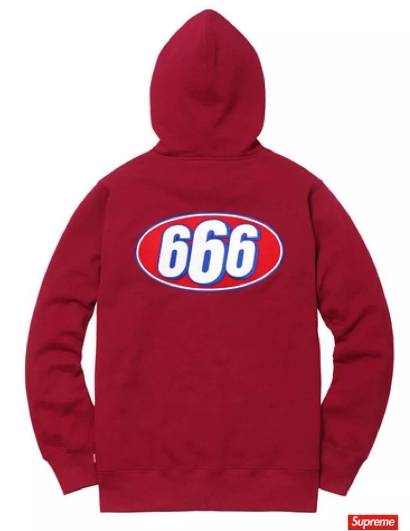 Supreme 666 Zip Up Sweat Hoodie Cardinal Red Size Large SS17 STP