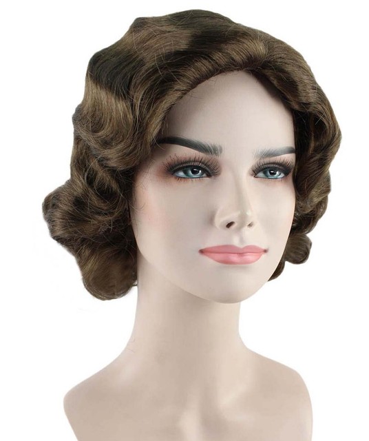 Adult Women Short Black Curly Wig Red Ribbon Fairytale Cosplay Party HW