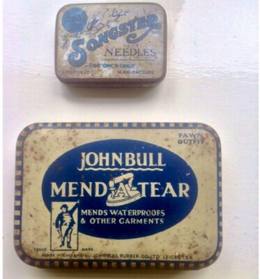Vintage Sammlerdose Konvolut - Vintage John Bull Mend A Tear & Songster Dosen
