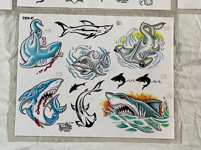 Lot of 10 Vintage Official Tattoo Brand Flash Sheets //T369