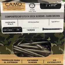 (5 LBS/350) DARK BROWN Camo Composite Deck Screw 3"x10 Star Drive 316 Stainless
