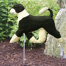 Portuguese Water Dog Outdoor Garden Sign Hand Painted Figure Black/White