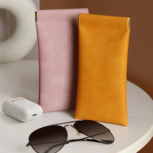 4PC Leather Mouth Snapped Sunglasses Eyeglass Glasses Soft Pouch Bag Pocket HOT - Picture 9 of 24