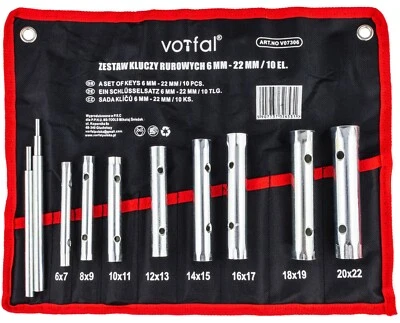 VORFAL Rohrsteckschlüssel Satz 10 tlg. Rohr Steckschlüssel 6 - 22 mm Rohrschlüssel Set