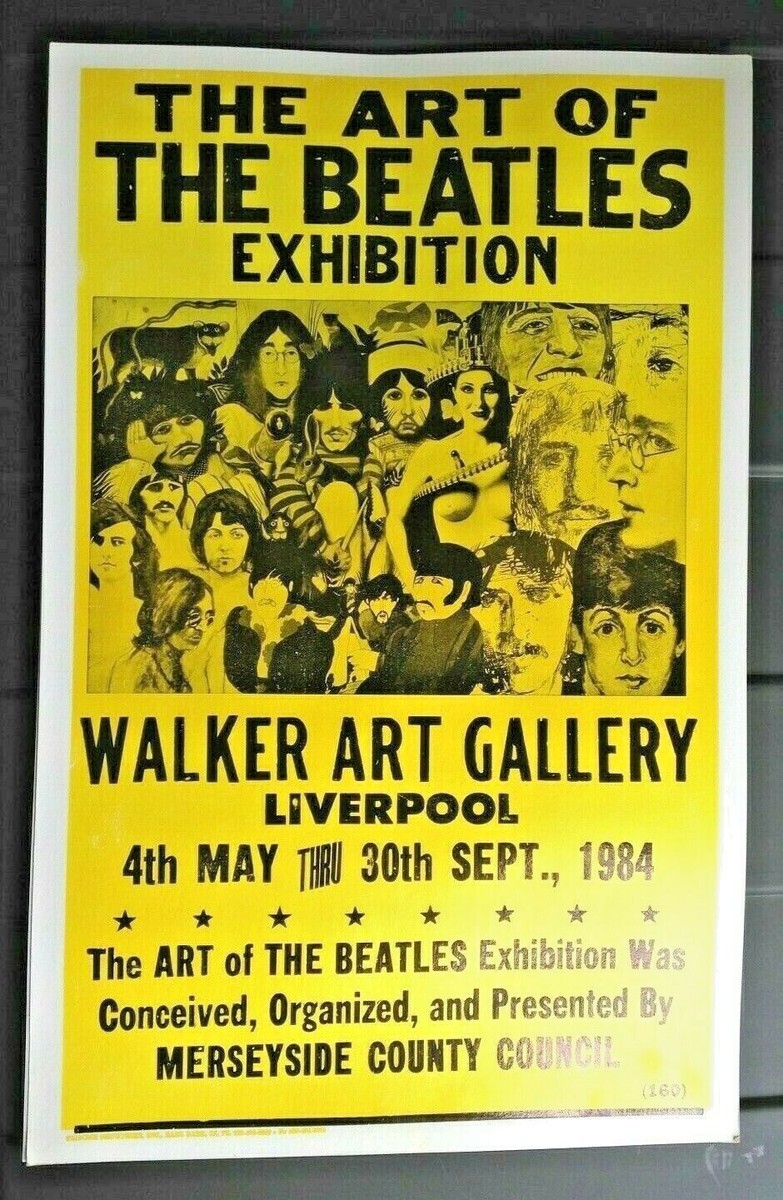 Vtg ART OF THE BEATLES Exhibition Cardboard Poster Liverpool