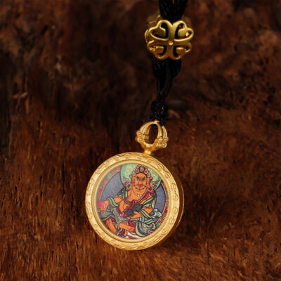 Tibetan Thangka Pendant Jambhala Dzambhala Five Dragons Buddhist Necklace Amulet