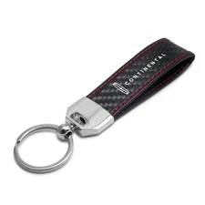 Black Leather & Carbon Fiber Key Chain Red Stitching - Lincoln Continental