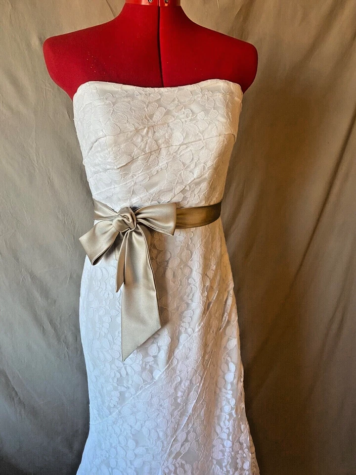 barato/hermoso vestido de novia usado diseñado por galina/escote sin tirantes Foto 2 de 4