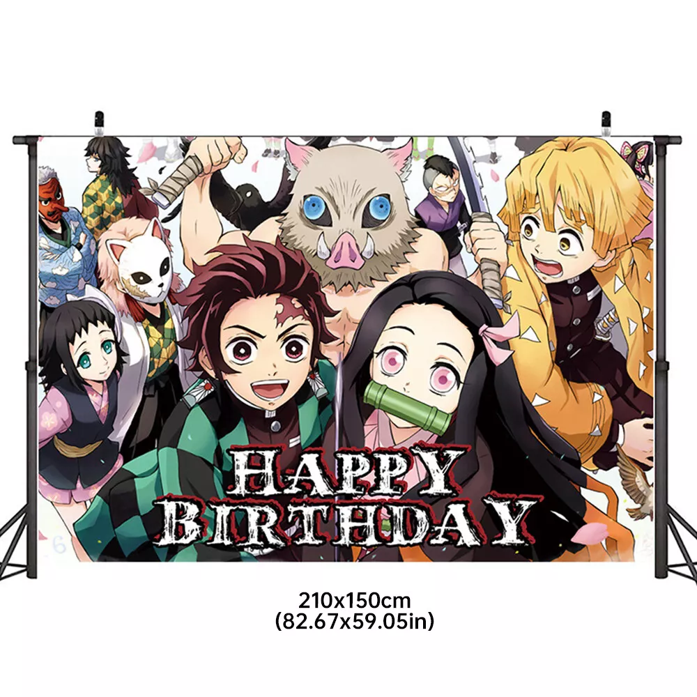 Anime Demon Slayer Birthday Party Decorations Backdrop Photo Background  Banner