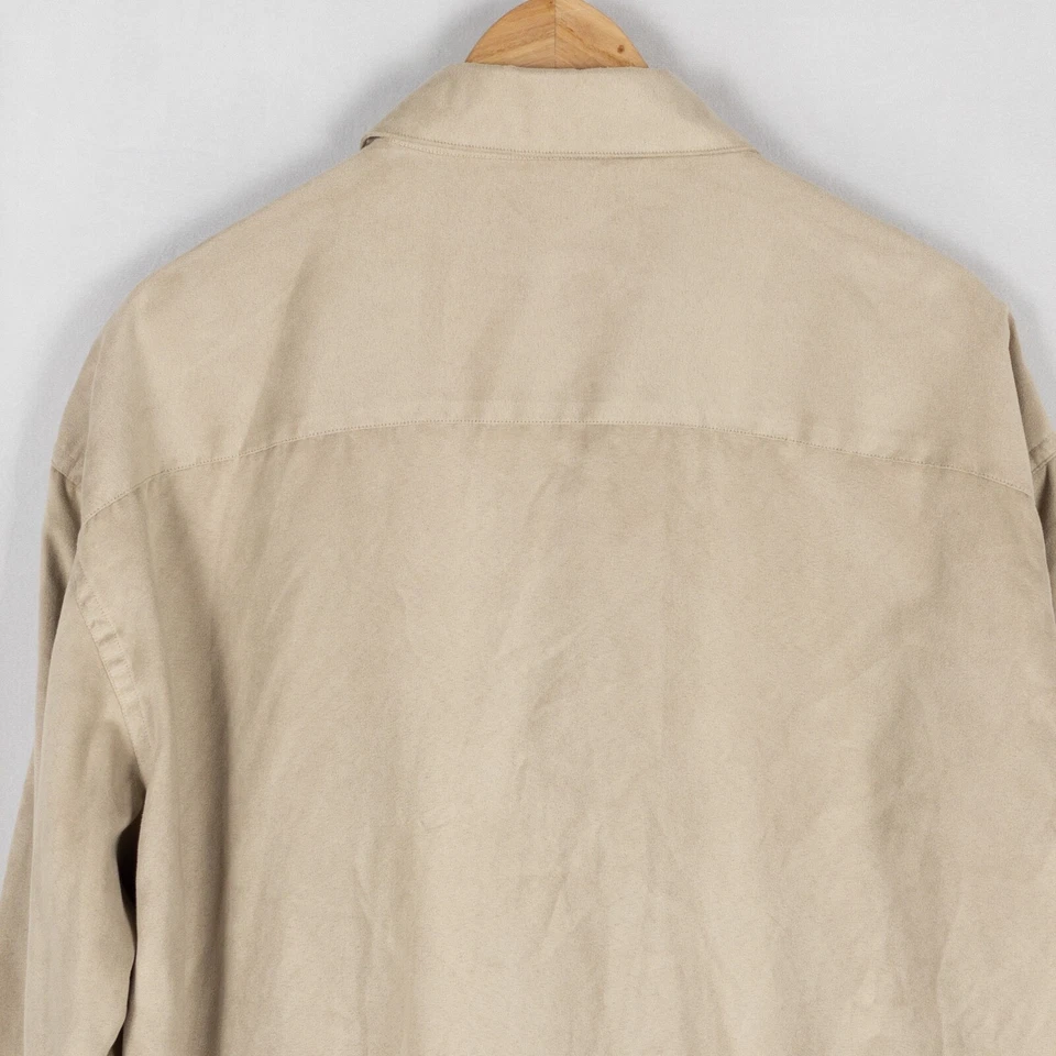 Kenneth Cole Reaction Shirt Mens XL 34/35 Sleeve Beige Microfiber - Image 4 of 4