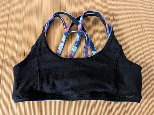 Ivivva Vitality Sports Bra Girls Size 10 Purple Geometric Reversible Black - Imagen 4 de 6
