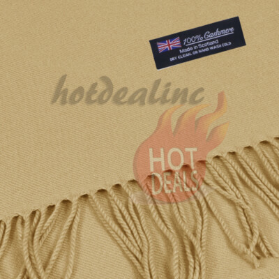 100% CASHMERE Scarf Check Tartan Plaid Wrap Plain Scarves Winter Warm