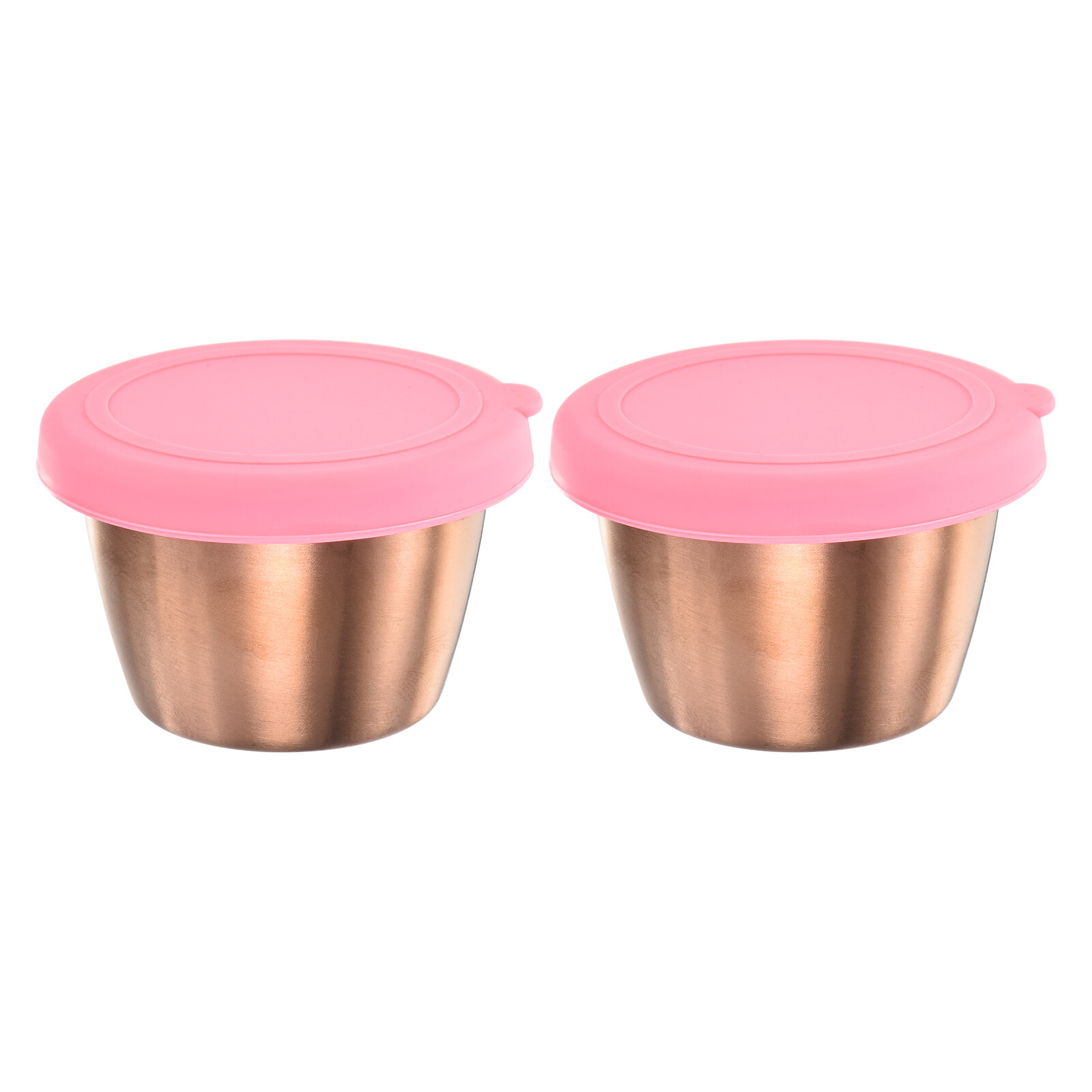 2pcs Salad Dressing Container, 2.4oz Stainless Steel Condiment Cup, Pink