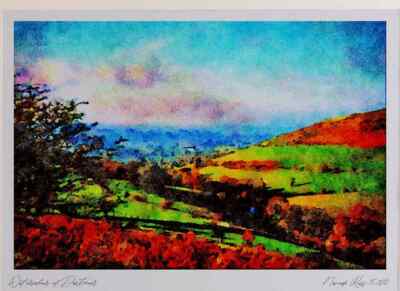 640057 Vale Of Clwyd View From Moel Farnau Country Park A3 Watercolour print