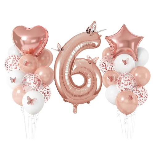 Metallic Rose Gold & Butterfly Birthday Balloon Bundle 24pk Bug Garden Party - Picture 8 of 11