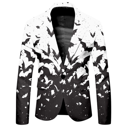 Suit Jackets for Men Men Halloween Themed Printed Suit Casual Loose Comfortable - Picture 14 of 32