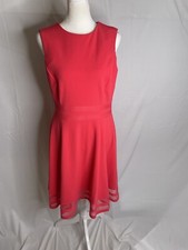 Calvin Klein Women’s Sz 8 Sleeveless Fit Flare Dress Dark Pink Knee Length 4084