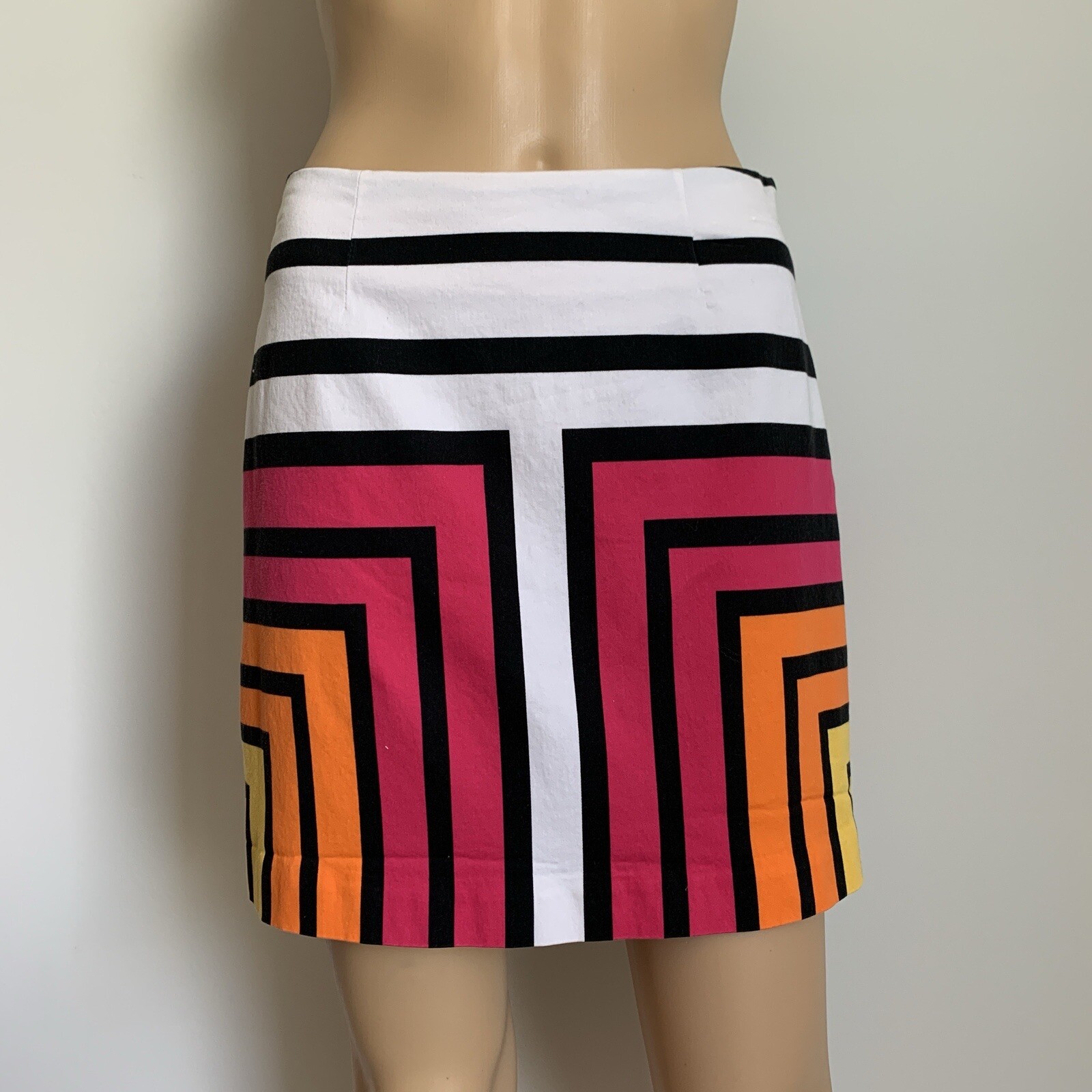 Worthington Mini Skirt Bright Geometric Stripes Size 2P Petite-image
