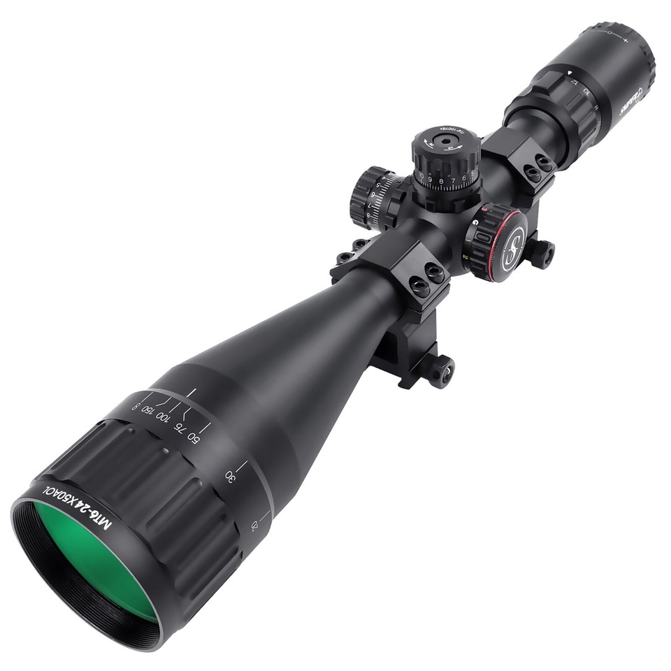 Sniper 6-24X50AO Hunting Rifle Scope with R/G/B Illuminated Mil-Dot ...
