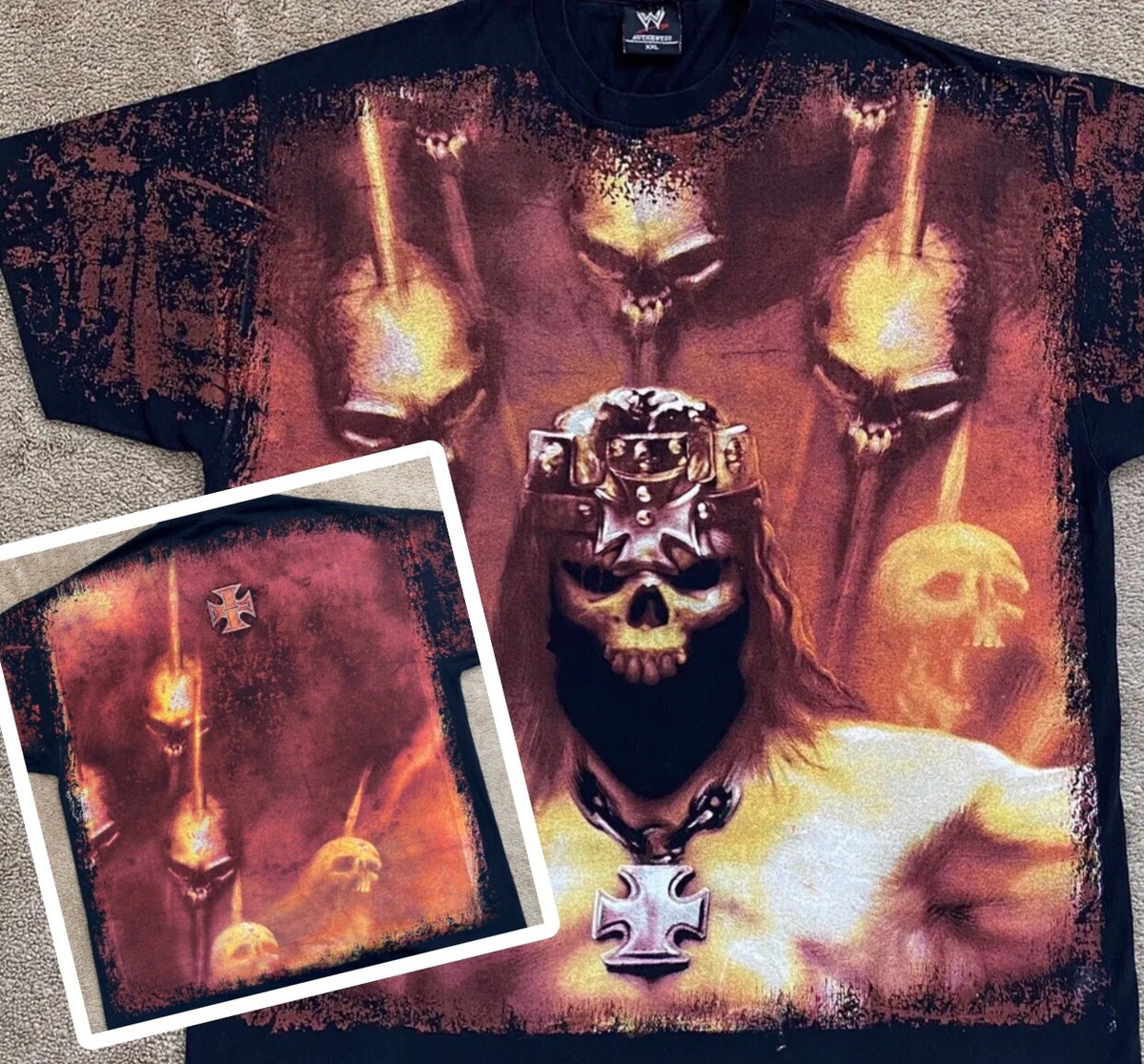 VTG TRIPLE H HUNTER HEARST HELMSLEY WWE WWF ALL OVER PRINT