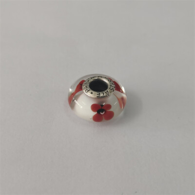 Pandora Bead Murano Poppy Glass S925 ALE Red Charm UK