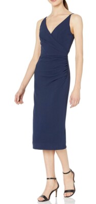 Dress The Population Anita Crepe Cocktail Dress Size XL Navy Blue | eBay