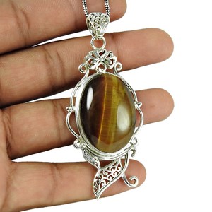 Big Offers Handmade 925 Sterling Silver Jewelry Oval Shape Tiger S Eye Gemstone Pendant V94 Clearance Outlet Cheap Www Vocalboothtogo Co Uk