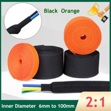 Insulated Heat Shrinkable Wire Sleeve 2:1 Braided Nylon Fabric Cable Protection